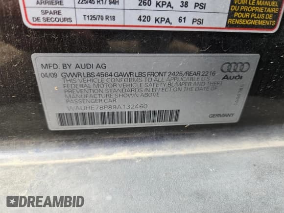 ✅ 2009 Audi A3 Sportback S line • VIN: WAUHE78P89A132460 • Lot: 65611795. Listed on Copart with 153,191 mi. Free auction sales archive from the USA and detailed vehicle history report at DreamBid. Image 12.