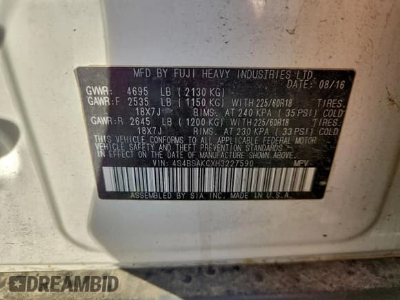 ✅ 2017 Subaru Outback Limited • VIN: 4S4BSAKCXH3227590 • Lot: 93290615. Wystawiony na Copart z przebiegiem 193 919 mil. Bezpłatny archiwum sprzedaży aukcyjnych z USA i szczegółowy raport historii pojazdu na DreamBid. Zdjęcie 13.