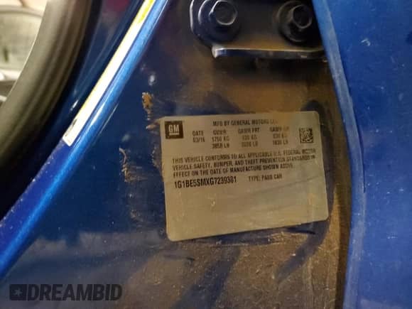 2016 Chevrolet Cruze LT с VIN 1G1BE5SMXG7239301, выставлен на аукционе Copart как лот 84545385 с пробегом 102 236 миль миль и Списание • Salvage title. История ставок и продаж доступна на DreamBid. Изображение 12.