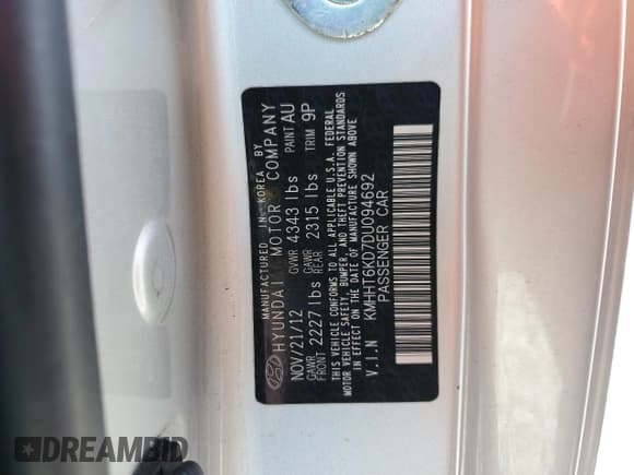 ✅ 2013 Hyundai Genesis Coupe Premium • VIN: KMHHT6KD7DU094692 • Lot: 53424195. Wystawiony na Copart z przebiegiem 145 280 mil. Bezpłatny archiwum sprzedaży aukcyjnych z USA i szczegółowy raport historii pojazdu na DreamBid. Zdjęcie 12.