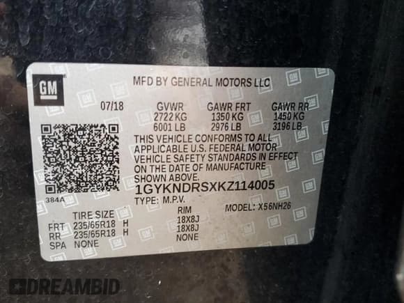 ✅ 2019 Cadillac XT5 Luxury AWD • VIN: 1GYKNDRSXKZ114005 • Lot: 86693715. Listed on Copart with 62,520 mi. Free auction sales archive from the USA and detailed vehicle history report at DreamBid. Image 12.