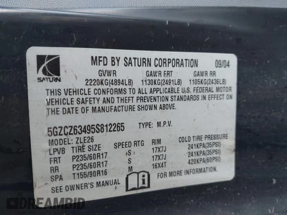 ✅ 2005 Saturn VUE • VIN: 5GZCZ63495S812265 • Lot: 41773306. Wystawiony na IAAI z przebiegiem 139 854 mil. Bezpłatny archiwum sprzedaży aukcyjnych z USA i szczegółowy raport historii pojazdu na DreamBid. Zdjęcie 9.