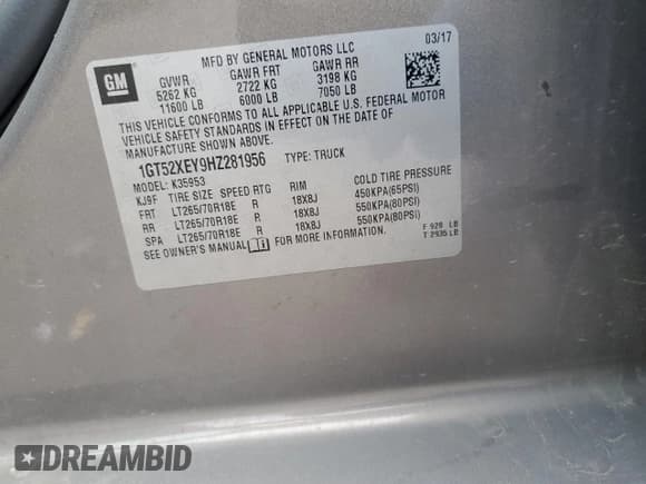 ✅ 2017 GMC Sierra 3500 • VIN: 1GT52XEY9HZ281956 • Лот: 85237404. Опубликован ранее на Copart с пробегом 99 777 миль. Бесплатный доступ к архиву аукционных продаж из США и подробный отчёт об истории автомобиля на DreamBid. Изображение 12.