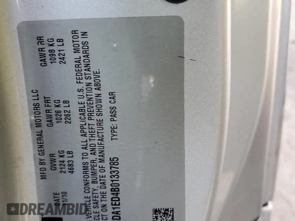 ✅ 2011 Cadillac CTS • VIN: 1G6DA1ED4B0133785 • Lot: 76066914. Listed on Copart with 137,328 mi. Free auction sales archive from the USA and detailed vehicle history report at DreamBid. Image 12.