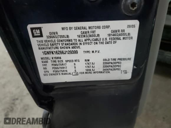 ✅ 2006 Chevrolet Suburban LS • VIN: 1GNFK16Z66J129399 • Лот: 86825424. Опубликован ранее на Copart с пробегом 266 164 миль. Бесплатный доступ к архиву аукционных продаж из США и подробный отчёт об истории автомобиля на DreamBid. Изображение 15.