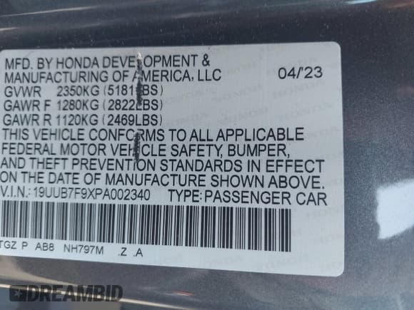 ✅ 2023 Acura TLX Type S • VIN: 19UUB7F9XPA002340 • Лот: 42668761. Опубликован ранее на IAAI с пробегом Не указан. Бесплатный доступ к архиву аукционных продаж из США и подробный отчёт об истории автомобиля на DreamBid. Изображение 9.