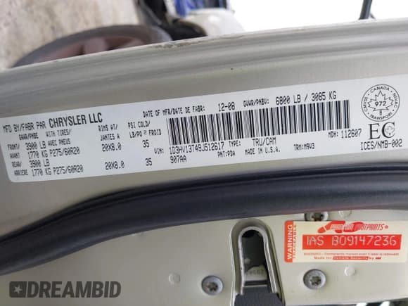 ✅ 2009 Dodge 1500 Laramie • VIN: 1D3HV13T49J512617 • Lot: 42589721. Wystawiony na IAAI z przebiegiem 149 820 mil. Bezpłatny archiwum sprzedaży aukcyjnych z USA i szczegółowy raport historii pojazdu na DreamBid. Zdjęcie 9.