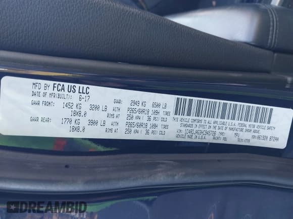 ✅ 2017 Dodge Durango SXT • VIN: 1C4RDJAG3HC945726 • Lot: 43463310. Wystawiony na IAAI z przebiegiem 165 046 mil. Bezpłatny archiwum sprzedaży aukcyjnych z USA i szczegółowy raport historii pojazdu na DreamBid. Zdjęcie 9.