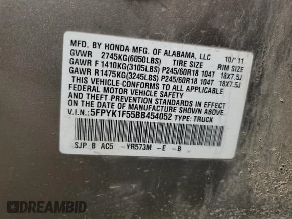 ✅ 2011 Honda Ridgeline RTL • VIN: 5FPYK1F55BB454052 • Лот: 81196155. Опубликован ранее на Copart с пробегом 163 014 миль. Бесплатный доступ к архиву аукционных продаж из США и подробный отчёт об истории автомобиля на DreamBid. Изображение 12.