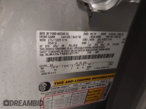 ✅ 2019 Lincoln Navigator Reserve • VIN: 5LMJJ3LTXKEL25178 • Lot: 43818096. Listed on IAAI with 115,997 mi. Free auction sales archive from the USA and detailed vehicle history report at DreamBid. Image 9.