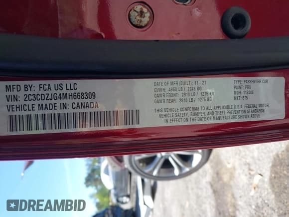 ✅ 2021 Dodge Challenger GT • VIN: 2C3CDZJG4MH668309 • Lot: 43662670. Listed on IAAI with 12,909 mi. Free auction sales archive from the USA and detailed vehicle history report at DreamBid. Image 9.