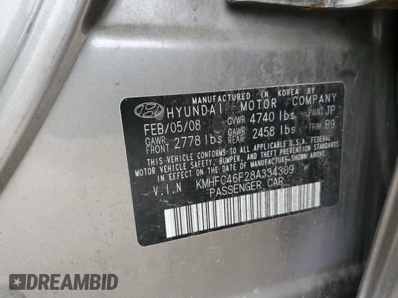 ✅ 2008 Hyundai Azera Limited • VIN: KMHFC46F28A334309 • Lot: 51693325. Listed on Copart with 193,535 mi. Free auction sales archive from the USA and detailed vehicle history report at DreamBid. Image 12.