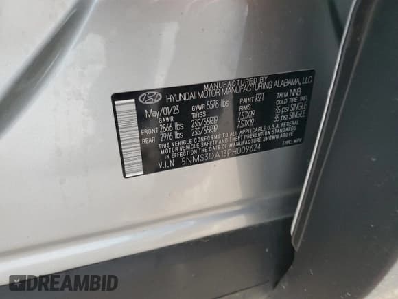 ✅ 2023 Hyundai Santa Fe SEL Premium • VIN: 5NMS3DA13PH009624 • Лот: 81763154. Опубликован ранее на Copart с пробегом 22 033 миль. Бесплатный доступ к архиву аукционных продаж из США и подробный отчёт об истории автомобиля на DreamBid. Изображение 13.