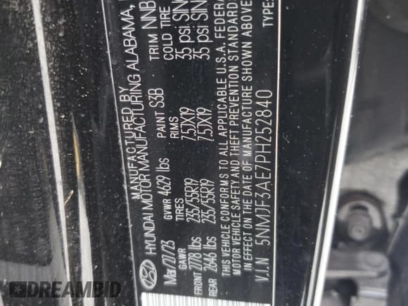 ✅ 2023 Hyundai Tucson SEL • VIN: 5NMJF3AE7PH252840 • Лот: 84271195. Опубликован ранее на Copart с пробегом 57 470 миль. Бесплатный доступ к архиву аукционных продаж из США и подробный отчёт об истории автомобиля на DreamBid. Изображение 13.