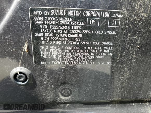 ✅ 2012 Suzuki Grand Vitara Limited • VIN: JS3TE0D75C4100079 • Lot: 68521615. Listed on Copart with 52,045 mi. Free auction sales archive from the USA and detailed vehicle history report at DreamBid. Image 13.