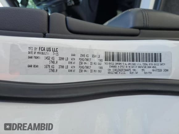 ✅ 2015 Jeep Grand Cherokee Altitude • VIN: 1C4RJEAG3FC944475 • Lot: 60738595. Listed on Copart with 140,063 mi. Free auction sales archive from the USA and detailed vehicle history report at DreamBid. Image 14.