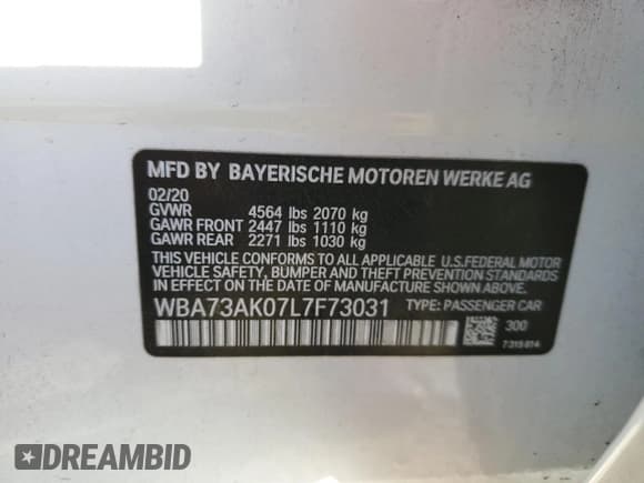 ✅ 2020 BMW 2 Series 228i xDrive • VIN: WBA73AK07L7F73031 • Lot: 68754562. Wystawiony na Copart z przebiegiem 18 397 mil. Bezpłatny archiwum sprzedaży aukcyjnych z USA i szczegółowy raport historii pojazdu na DreamBid. Zdjęcie 14.