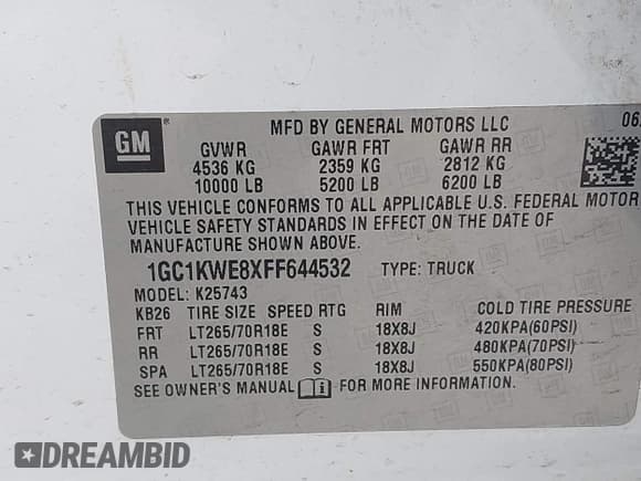 ✅ 2015 Chevrolet Silverado 2500HD LTZ • VIN: 1GC1KWE8XFF644532 • Lot: 41645727. Listed on IAAI with 133,860 mi. Free auction sales archive from the USA and detailed vehicle history report at DreamBid. Image 9.