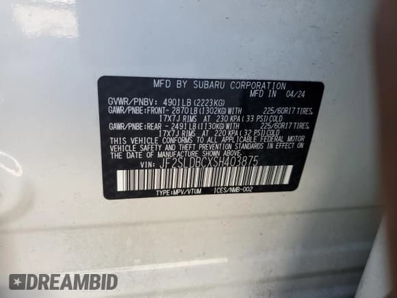 ✅ 2025 Subaru Forester Premium • VIN: JF2SLDBCXSH403875 • Lot: 92263565. Listed on Copart with 16,158 mi. Free auction sales archive from the USA and detailed vehicle history report at DreamBid. Image 14.