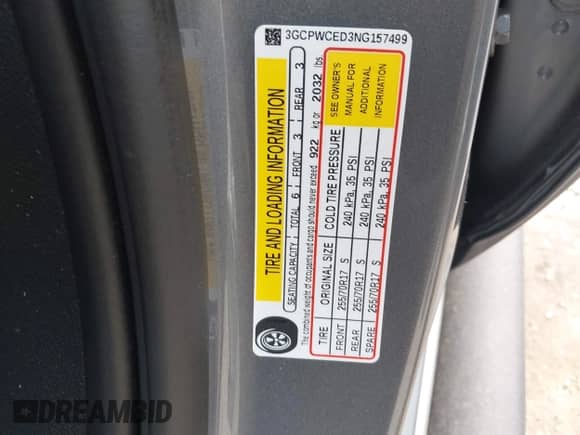 2022 Chevrolet Silverado 1500 LT z VIN 3GCPWCED3NG157499, wystawiony jako IAAI lot #41936639 z przebiegiem 57 012 mil mil oraz . Historia ofert i sprzedaży dostępna na DreamBid. Obrazek 9.