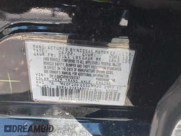 ✅ 2022 Nissan Sentra SV • VIN: 3N1AB8CV8NY293747 • Лот: 43523655. Опубликован ранее на IAAI с пробегом 47 823 миль. Бесплатный доступ к архиву аукционных продаж из США и подробный отчёт об истории автомобиля на DreamBid. Изображение 9.