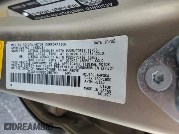 ✅ 2003 Lexus RX 300 • VIN: JTJGF10U830156780 • Лот: 68088265. Опубликован ранее на Copart с пробегом 233 911 миль. Бесплатный доступ к архиву аукционных продаж из США и подробный отчёт об истории автомобиля на DreamBid. Изображение 12.