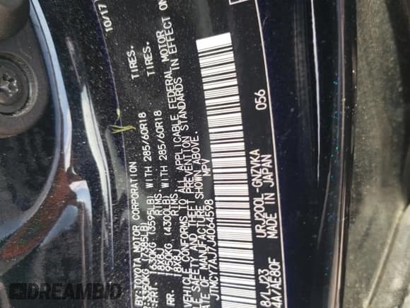 ✅ 2018 Toyota Land Cruiser • VIN: JTMCY7AJ7J4064598 • Лот: 65895265. Опубликован ранее на Copart с пробегом 103 471 миль. Бесплатный доступ к архиву аукционных продаж из США и подробный отчёт об истории автомобиля на DreamBid. Изображение 13.