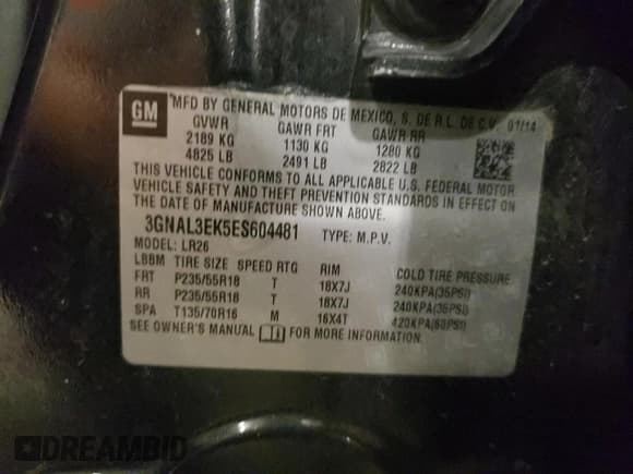 ✅ 2014 Chevrolet Captiva Sport LT • VIN: 3GNAL3EK5ES604481 • Lot: 73197524. Wystawiony na Copart z przebiegiem 110 411 mil. Bezpłatny archiwum sprzedaży aukcyjnych z USA i szczegółowy raport historii pojazdu na DreamBid. Zdjęcie 15.