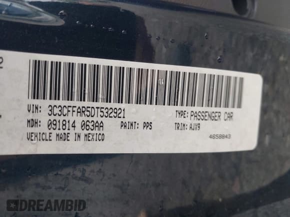 ✅ 2013 FIAT 500 Pop • VIN: 3C3CFFAR5DT532921 • Lot: 42161543. Listed on IAAI with 94,331 mi. Free auction sales archive from the USA and detailed vehicle history report at DreamBid. Image 9.