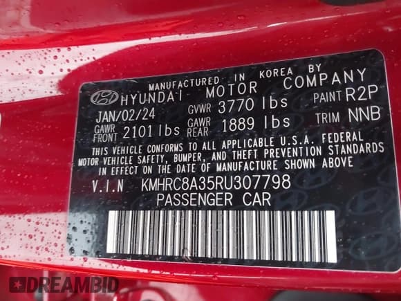 ✅ 2024 Hyundai Venue SEL • VIN: KMHRC8A35RU307798 • Lot: 41933702. Listed on IAAI with Not provided. Free auction sales archive from the USA and detailed vehicle history report at DreamBid. Image 9.