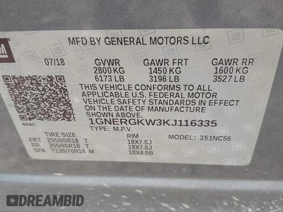 ✅ 2019 Chevrolet Traverse LT Cloth • VIN: 1GNERGKW3KJ116335 • Lot: 43729866. Wystawiony na IAAI z przebiegiem 118 186 mil. Bezpłatny archiwum sprzedaży aukcyjnych z USA i szczegółowy raport historii pojazdu na DreamBid. Zdjęcie 9.