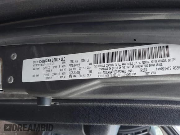 ✅ 2013 Ram 1500 Express • VIN: 3C6JR6AT9DG532961 • Lot: 43493863. Listed on IAAI with 114,251 mi. Free auction sales archive from the USA and detailed vehicle history report at DreamBid. Image 9.