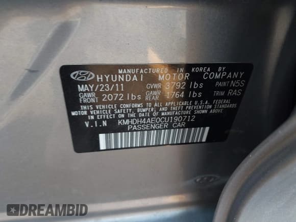 ✅ 2012 Hyundai Elantra Limited • VIN: KMHDH4AE0CU190712 • Лот: 43766612. Опубликован ранее на IAAI с пробегом 117 403 миль. Бесплатный доступ к архиву аукционных продаж из США и подробный отчёт об истории автомобиля на DreamBid. Изображение 9.