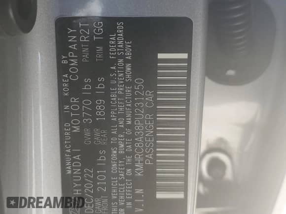 2023 Hyundai Venue SEL с VIN KMHRC8A38PU231250, выставлен на аукционе Copart как лот 72221204 с пробегом 21 687 миль миль и Списание • Salvage title. История ставок и продаж доступна на DreamBid. Изображение 13.