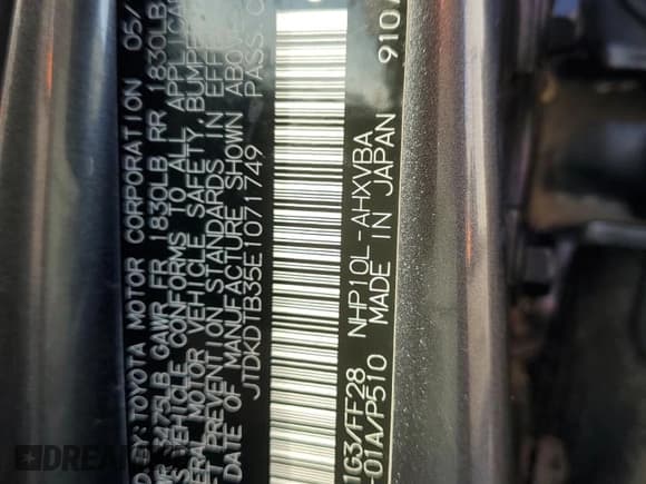 ✅ 2014 Toyota Prius Two • VIN: JTDKDTB35E1071749 • Lot: 93380795. Listed on Copart with 58,011 mi. Free auction sales archive from the USA and detailed vehicle history report at DreamBid. Image 12.