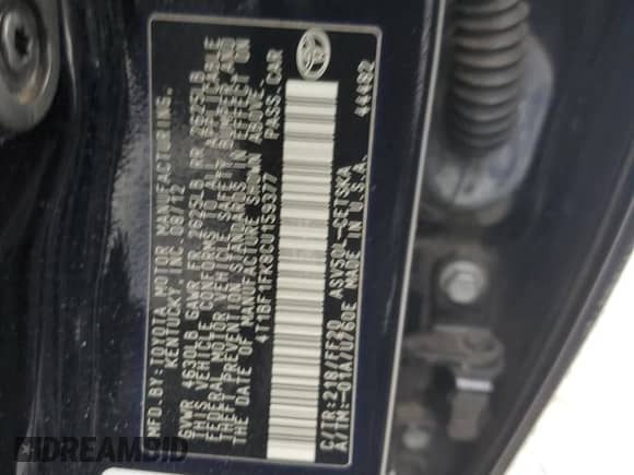 2012 Toyota Camry SE Sport Limited Edition z VIN 4T1BF1FK8CU159377, wystawiony jako Copart lot #82376895 z przebiegiem 216 781 mil mil oraz Szkoda całkowita • Salvage title. Historia ofert i sprzedaży dostępna na DreamBid. Obrazek 12.