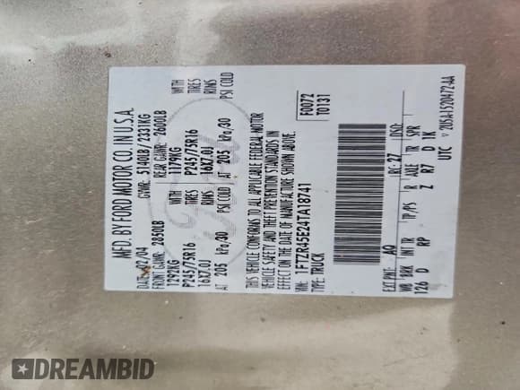 ✅ 2004 Ford Ranger XL Fleet • VIN: 1FTZR45E24TA18741 • Лот: 95466735. Опубликован ранее на Copart с пробегом Не указан. Бесплатный доступ к архиву аукционных продаж из США и подробный отчёт об истории автомобиля на DreamBid. Изображение 12.