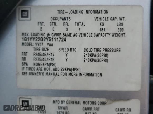 ✅ 2000 Chevrolet Corvette • VIN: 1G1YY22G2Y5111724 • Lot: 89608555. Listed on Copart with 135,929 mi. Free auction sales archive from the USA and detailed vehicle history report at DreamBid. Image 12.