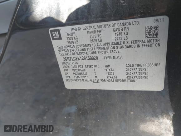 ✅ 2012 Chevrolet Equinox LS • VIN: 2GNFLCEK1C6159920 • Лот: 43387033. Опубликован ранее на IAAI с пробегом 174 970 миль. Бесплатный доступ к архиву аукционных продаж из США и подробный отчёт об истории автомобиля на DreamBid. Изображение 9.