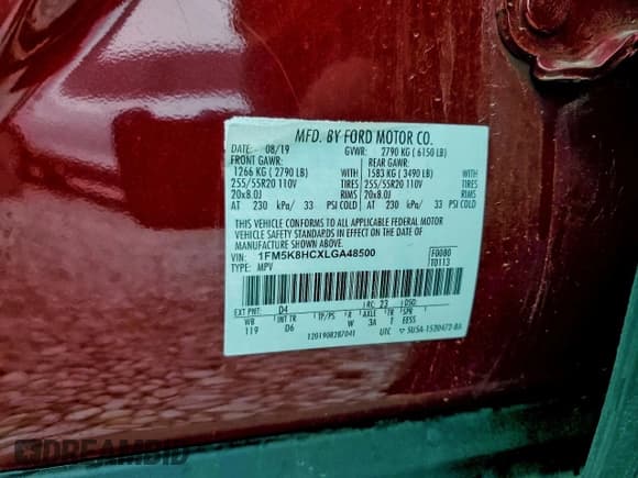 ✅ 2020 Ford Explorer Platinum • VIN: 1FM5K8HCXLGA48500 • Лот: 94050795. Опубликован ранее на Copart с пробегом 88 548 миль. Бесплатный доступ к архиву аукционных продаж из США и подробный отчёт об истории автомобиля на DreamBid. Изображение 14.