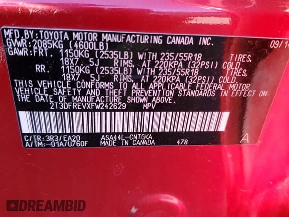 ✅ 2015 Toyota RAV4 Limited • VIN: 2T3DFREVXFW242629 • Lot: 87274825. Wystawiony na Copart z przebiegiem 80 953 mil. Bezpłatny archiwum sprzedaży aukcyjnych z USA i szczegółowy raport historii pojazdu na DreamBid. Zdjęcie 13.