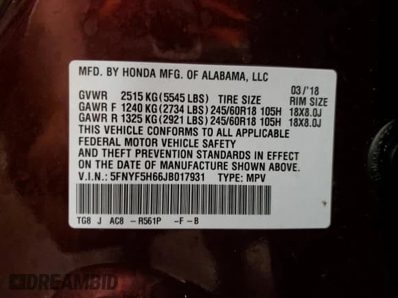 ✅ 2018 Honda Pilot EX-L • VIN: 5FNYF5H66JB017931 • Лот: 73749964. Опубликован ранее на Copart с пробегом Не указан. Бесплатный доступ к архиву аукционных продаж из США и подробный отчёт об истории автомобиля на DreamBid. Изображение 14.