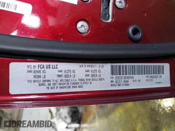 ✅ 2019 Dodge Challenger R/T Scat Pack • VIN: 2C3CDZFJ5KH587045 • Lot: 38755254. Listed on Copart with Not provided. Free auction sales archive from the USA and detailed vehicle history report at DreamBid. Image 12.