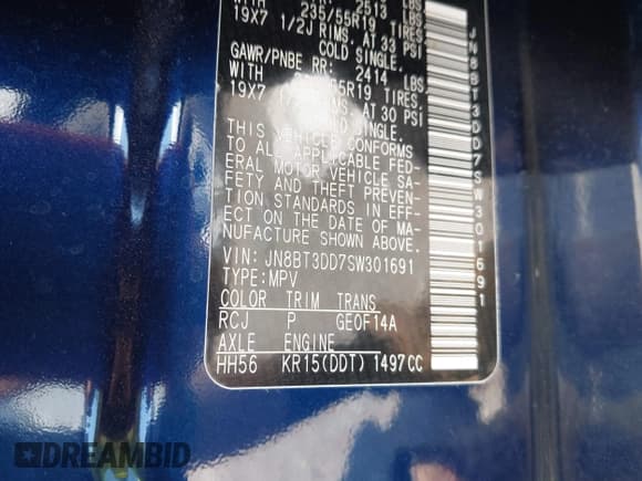 ✅ 2025 Nissan Rogue Platinum • VIN: JN8BT3DD7SW301691 • Lot: 42990599. Listed on IAAI with 5,471 mi. Free auction sales archive from the USA and detailed vehicle history report at DreamBid. Image 9.