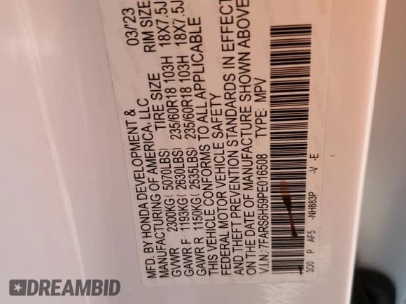 ✅ 2023 Honda CR-V Sport • VIN: 7FARS6H59PE016508 • Lot: 90884095. Wystawiony na Copart z przebiegiem 65 386 mil. Bezpłatny archiwum sprzedaży aukcyjnych z USA i szczegółowy raport historii pojazdu na DreamBid. Zdjęcie 13.