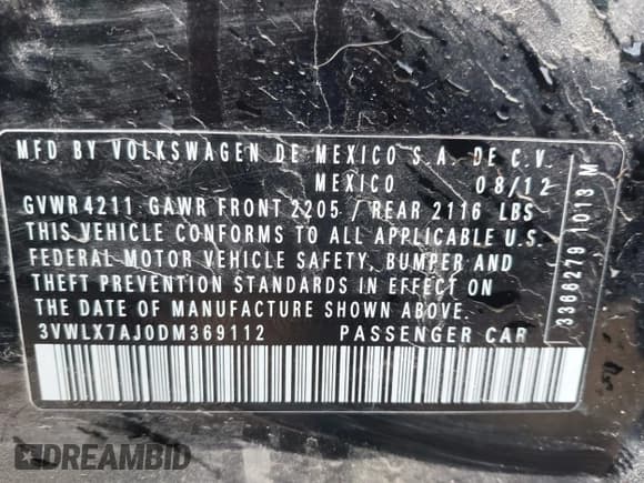 ✅ 2013 Volkswagen Jetta SEL • VIN: 3VWLX7AJ0DM369112 • Lot: 43689452. Wystawiony na IAAI z przebiegiem 206 668 mil. Bezpłatny archiwum sprzedaży aukcyjnych z USA i szczegółowy raport historii pojazdu na DreamBid. Zdjęcie 9.