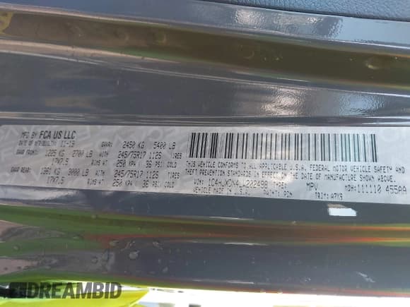 ✅ 2020 Jeep Wrangler Unlimited Black and Tan • VIN: 1C4HJXDN4LW202498 • Lot: 43129540. Listed on IAAI with 100,232 mi. Free auction sales archive from the USA and detailed vehicle history report at DreamBid. Image 9.