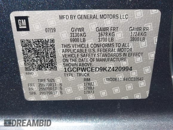 ✅ 2019 Chevrolet Silverado 1500 LT • VIN: 1GCPWCED9KZ420994 • Lot: 43189770. Wystawiony na IAAI z przebiegiem 113 188 mil. Bezpłatny archiwum sprzedaży aukcyjnych z USA i szczegółowy raport historii pojazdu na DreamBid. Zdjęcie 9.