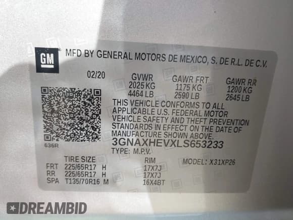 ✅ 2020 Chevrolet Equinox LS • VIN: 3GNAXHEVXLS653233 • Lot: 43125798. Wystawiony na IAAI z przebiegiem 110 051 mil. Bezpłatny archiwum sprzedaży aukcyjnych z USA i szczegółowy raport historii pojazdu na DreamBid. Zdjęcie 9.