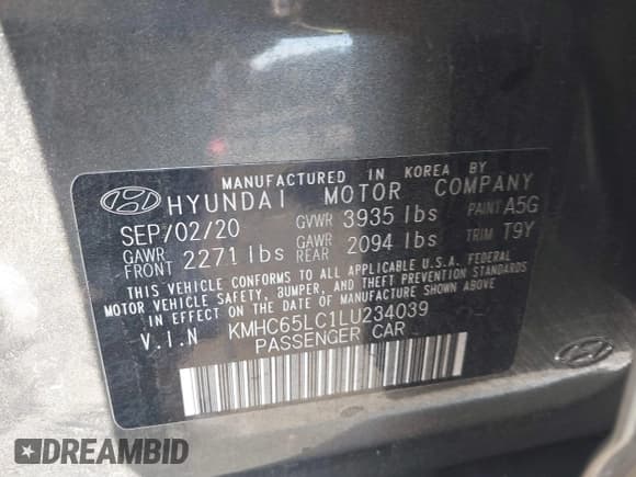 ✅ 2020 Hyundai Ioniq Blue • VIN: KMHC65LC1LU234039 • Lot: 41436456. Wystawiony na IAAI z przebiegiem 28 036 mil. Bezpłatny archiwum sprzedaży aukcyjnych z USA i szczegółowy raport historii pojazdu na DreamBid. Zdjęcie 9.